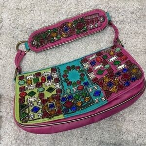 Etro Milano Made in Italy Beaded Art to Wear Colourful Leather Bag Purse